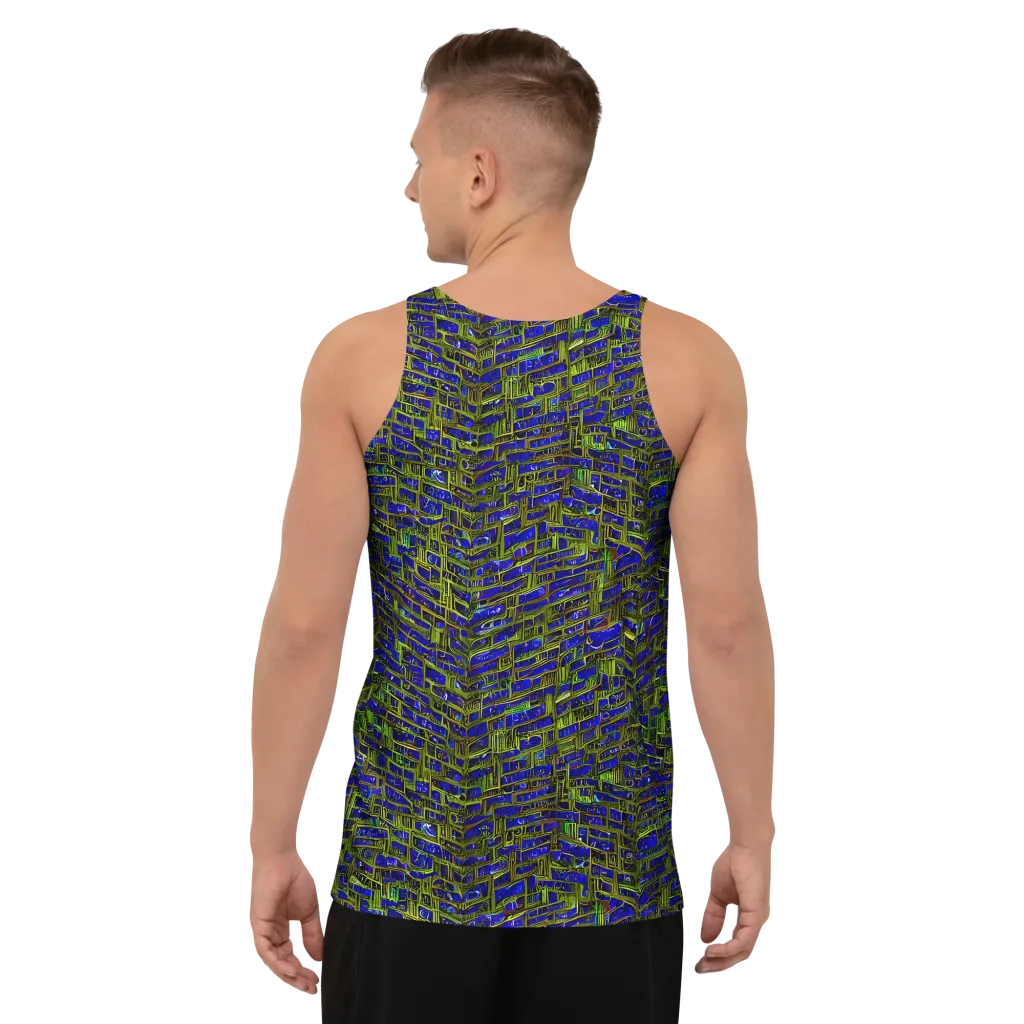 Blue Machine on Men's Tank Top — Back
