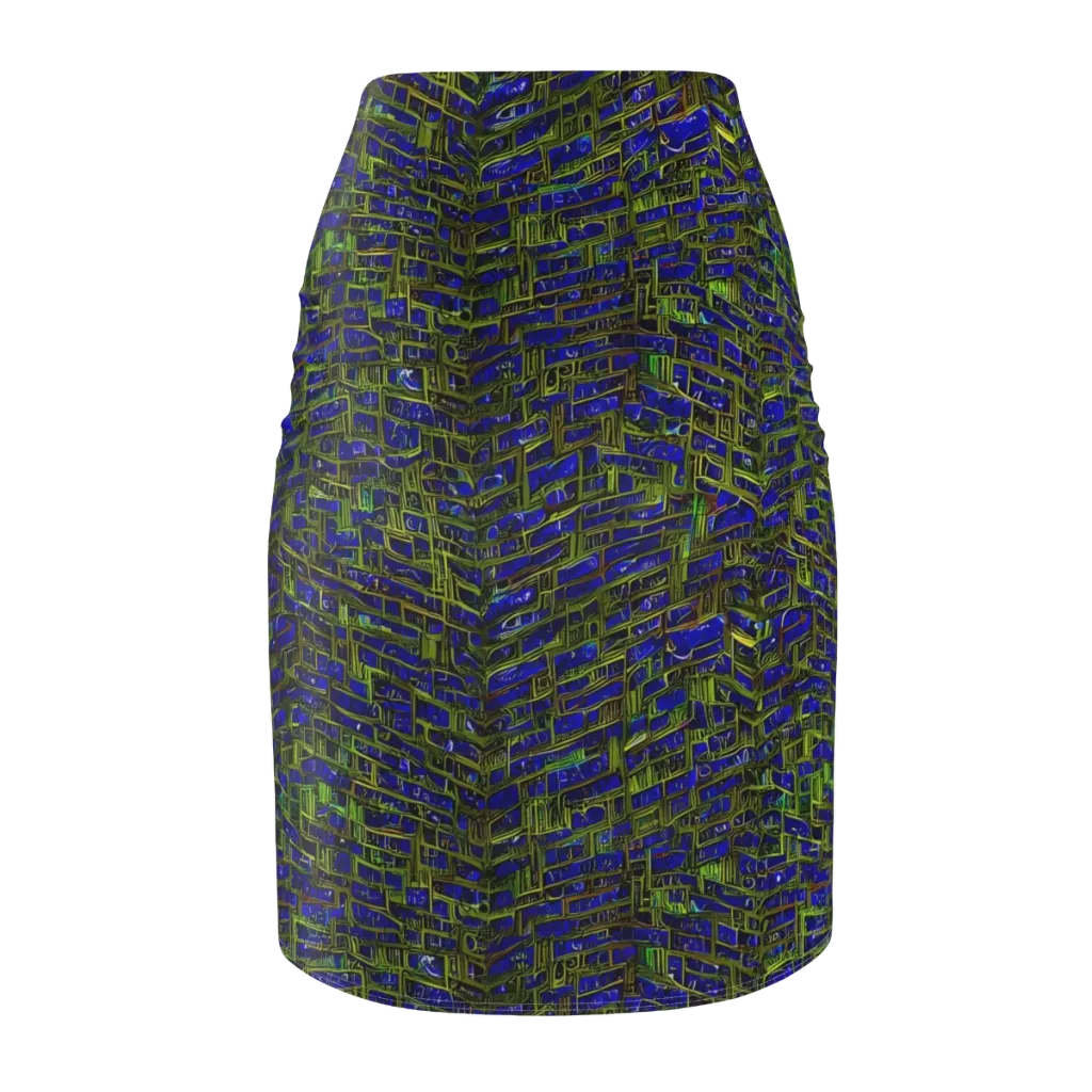 Blue Machine on Pencil Skirt — Back
