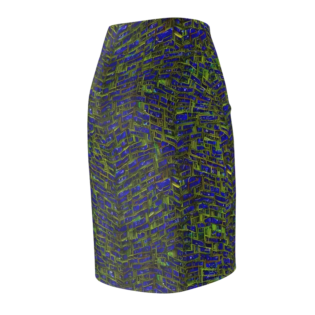 Blue Machine on Pencil Skirt — Back Side