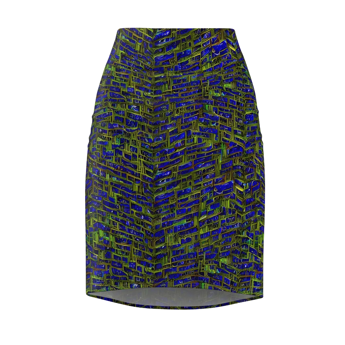 Blue Machine on Pencil Skirt — Front