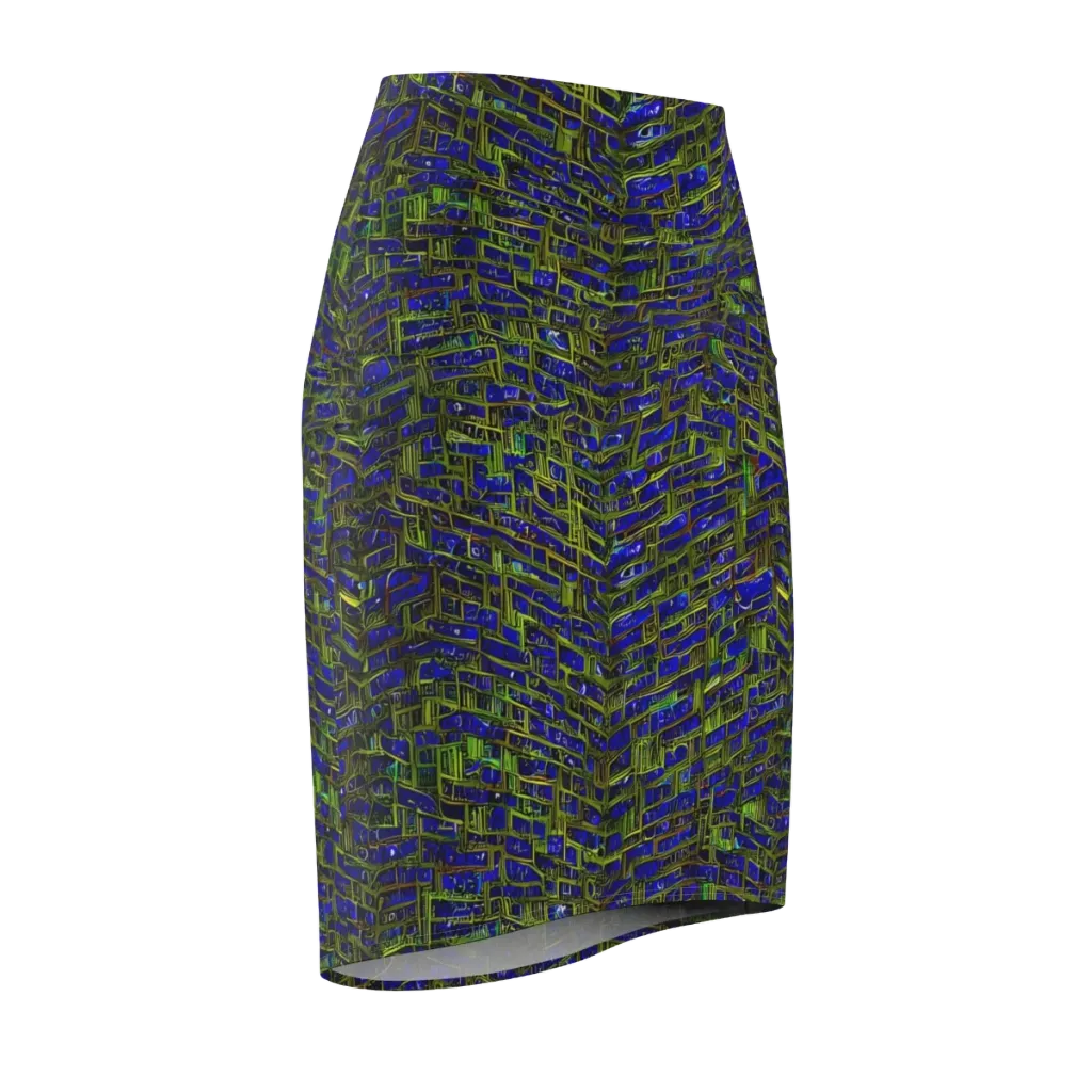 Blue Machine on Pencil Skirt — Front Side