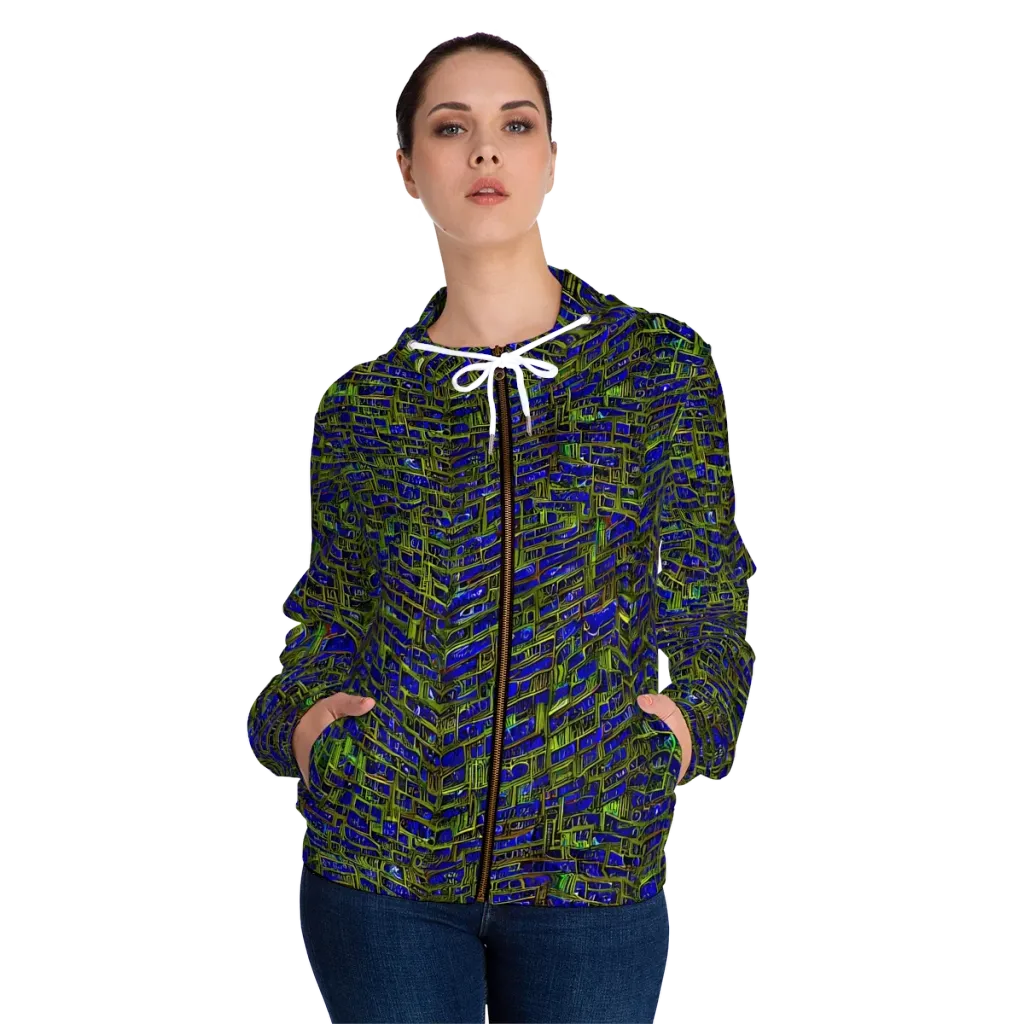 Blue Machine on Women's Full-Zip Hoodie — Front On Person