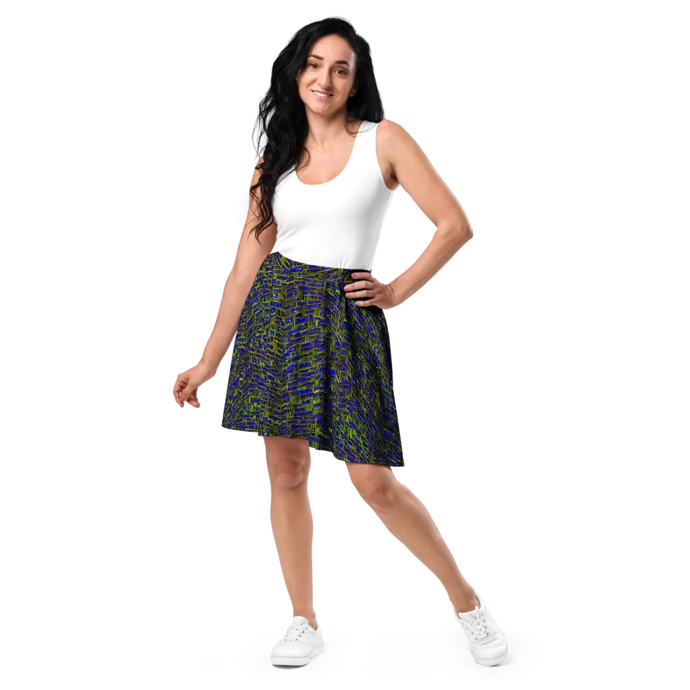 Blue Machine on Skater Skirt — Front