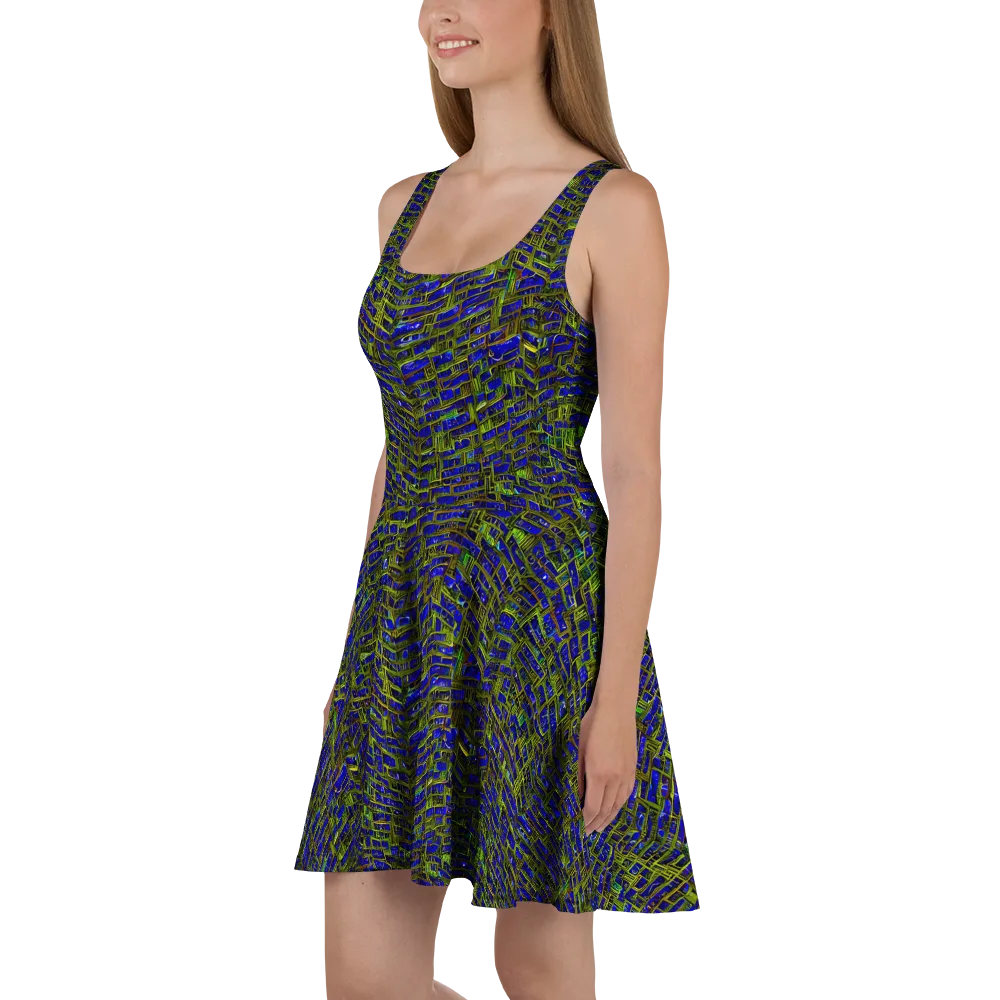Blue Machine on Skater Dress — Left