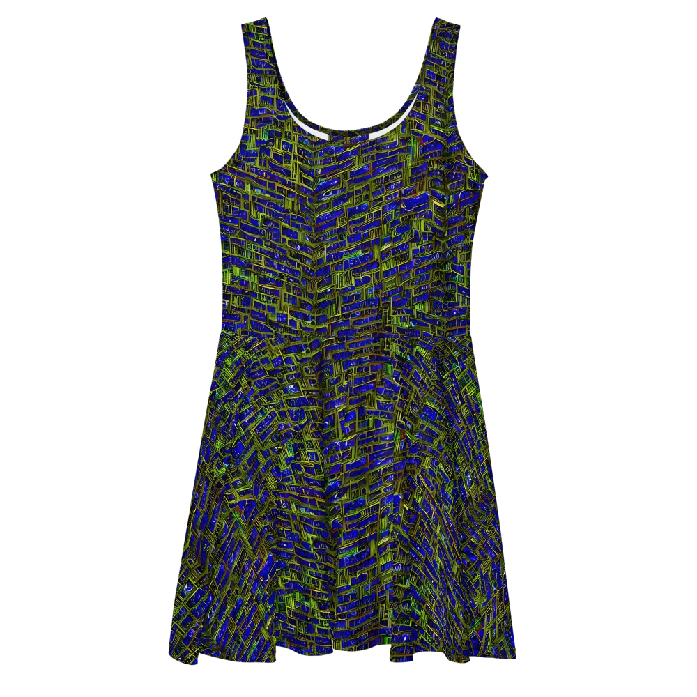 Blue Machine on Skater Dress — Front