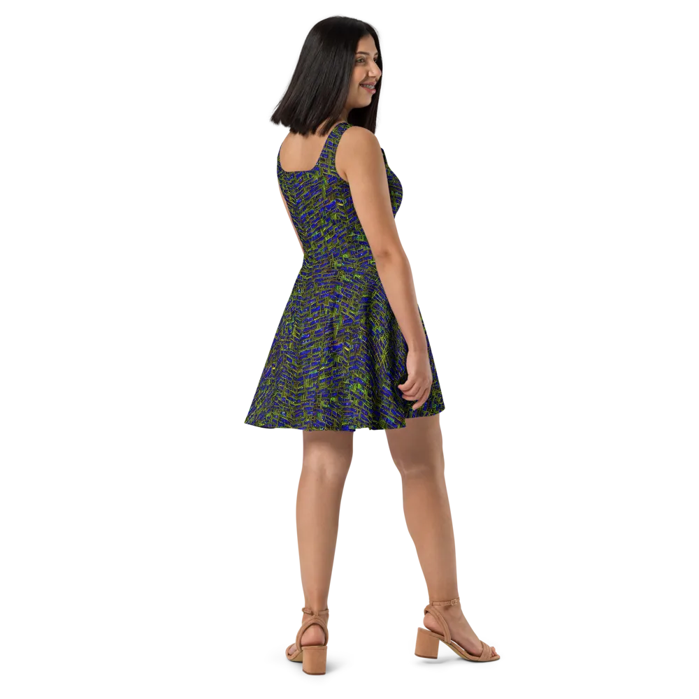 Blue Machine on Skater Dress — Right