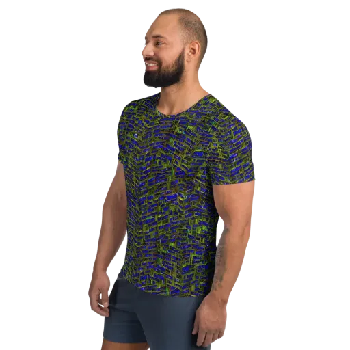 Blue Machine on a Men's Athletic T-Shirt