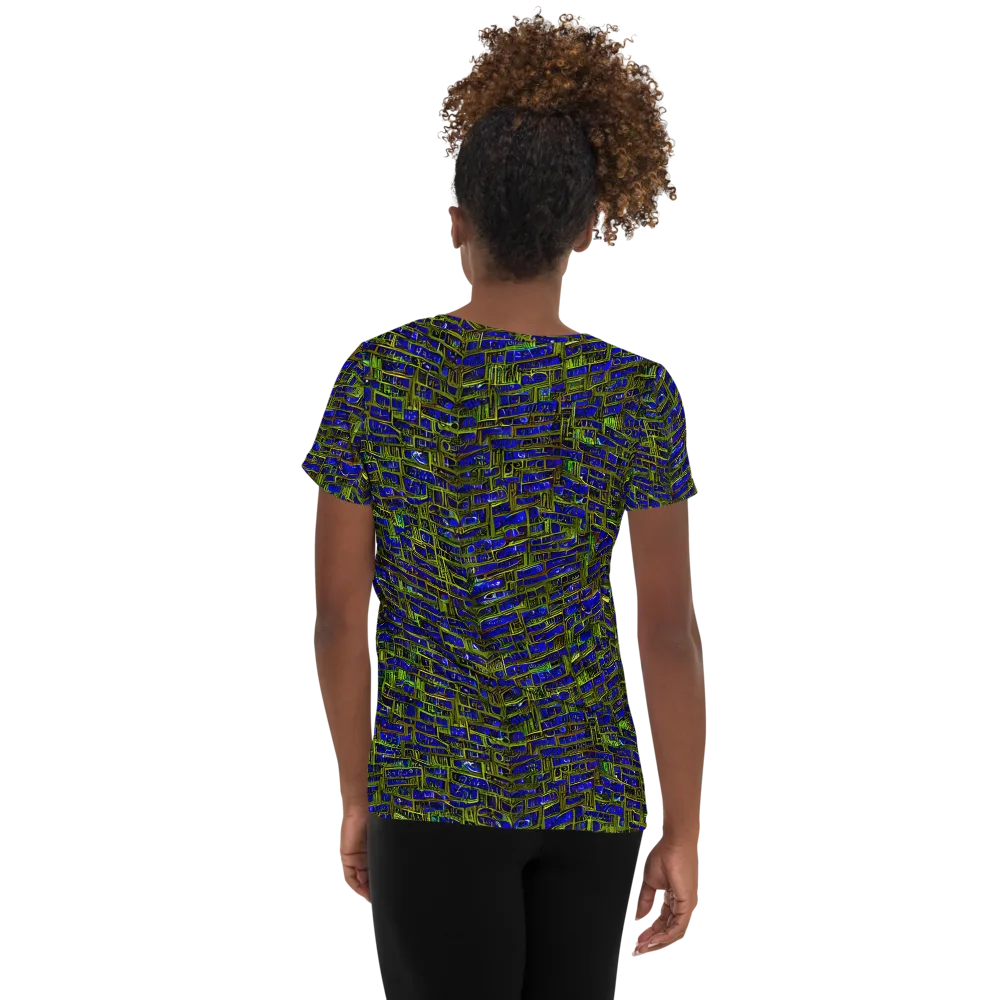 Blue Machine on Women's Athletic T-Shirt — Back