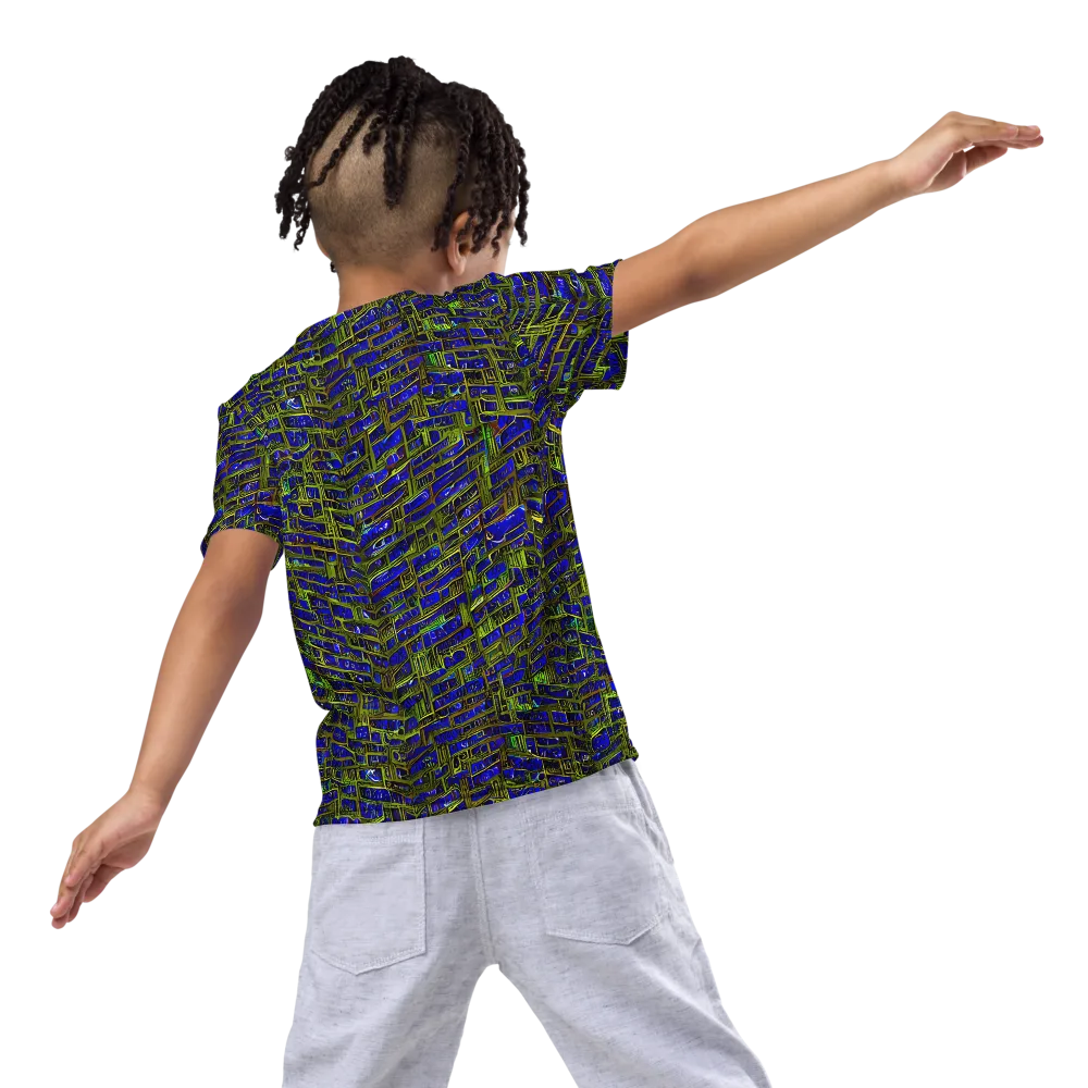 Blue Machine on Kids Crew Neck T-Shirt — Back