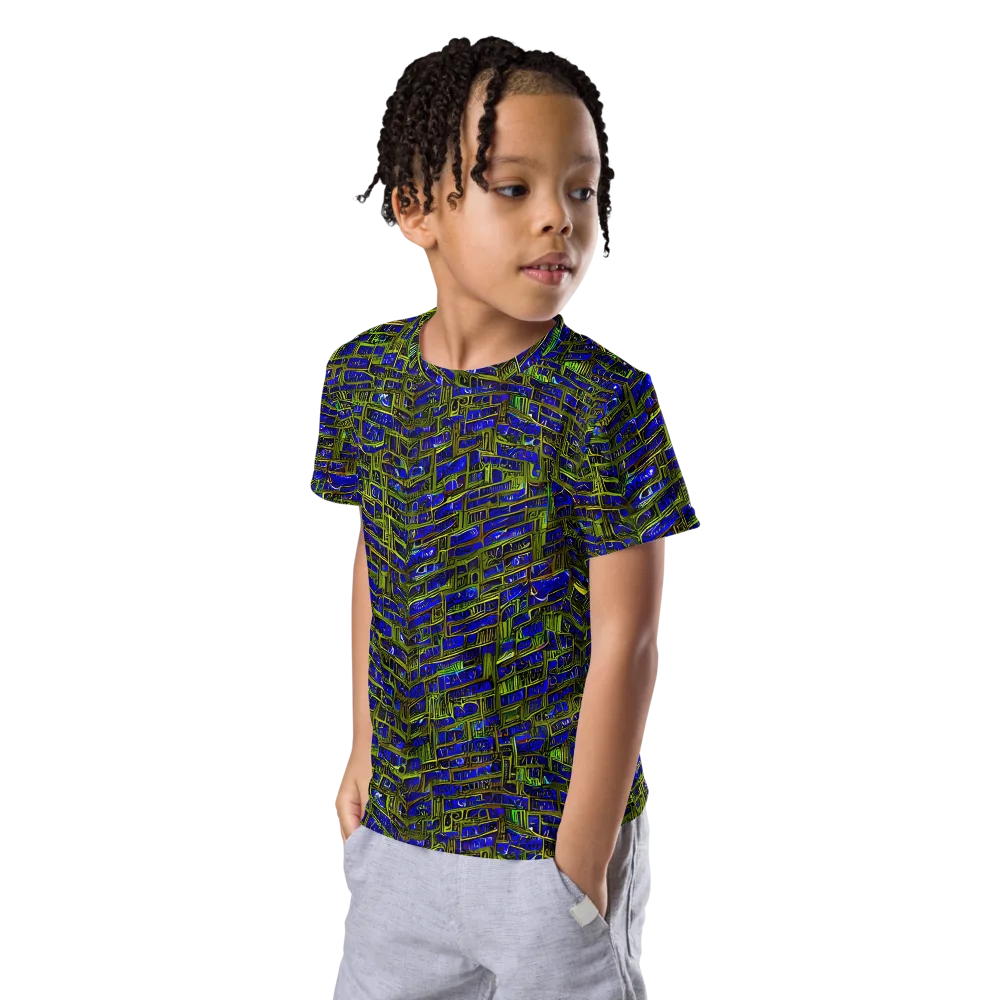 Blue Machine on Kids Crew Neck T-Shirt — Left Front