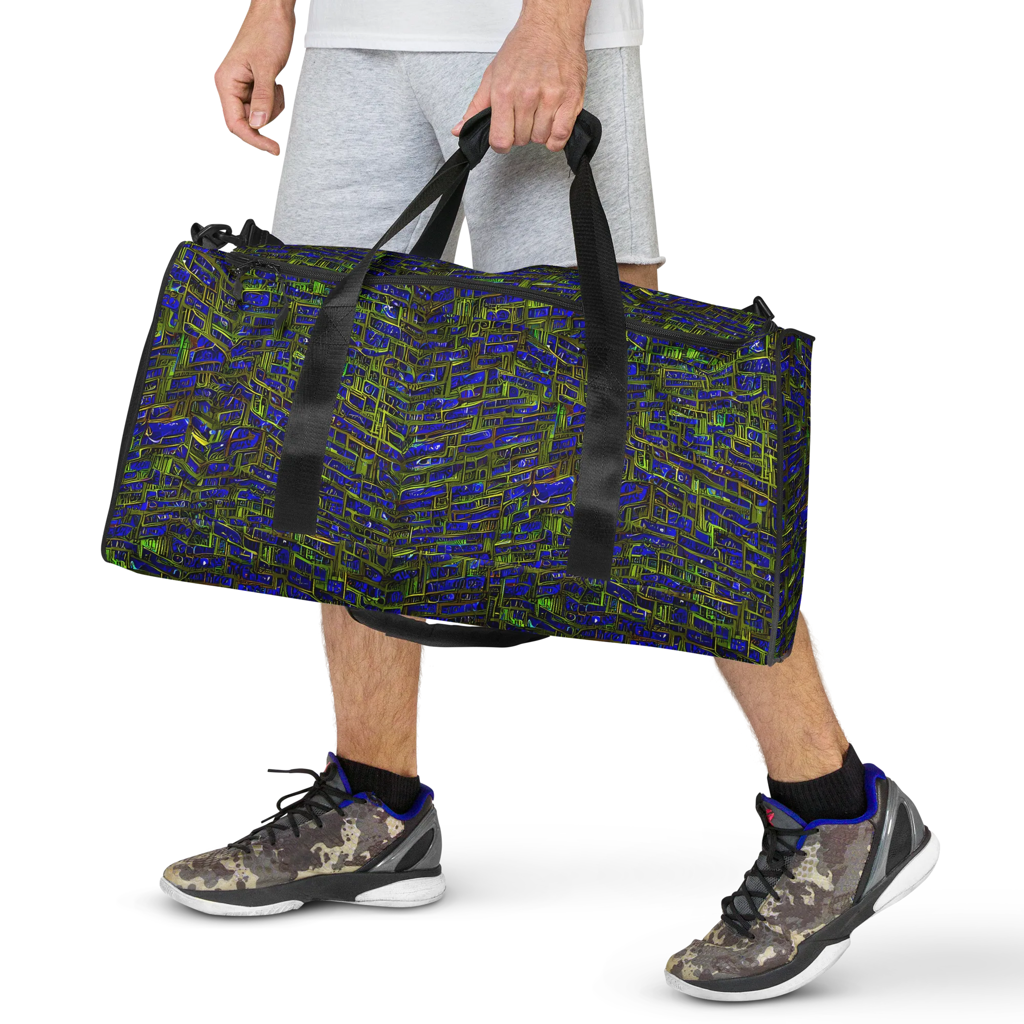 Blue Machine on Duffle Bag — Front