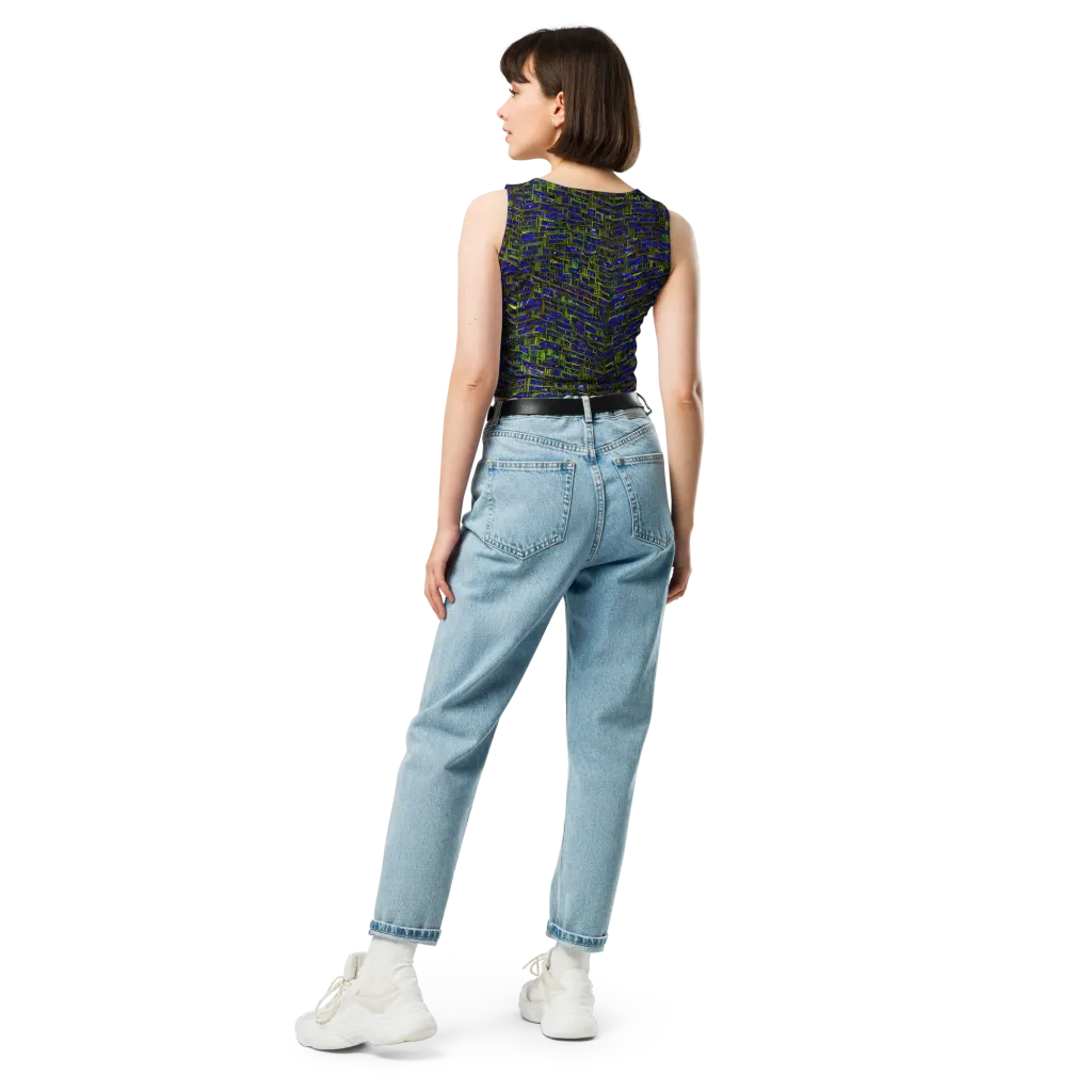 Blue Machine on Crop Top — Back
