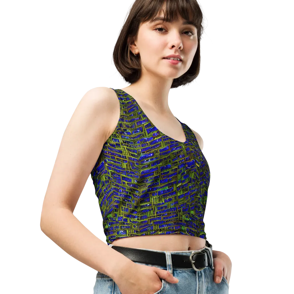 Blue Machine on Crop Top — Right Front