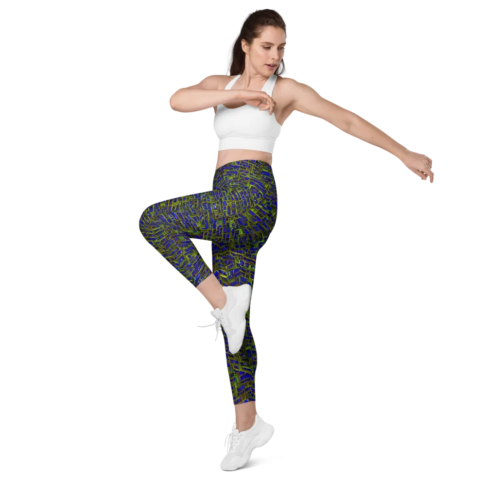 Blue Machine on Leggings with Pockets — Left Front