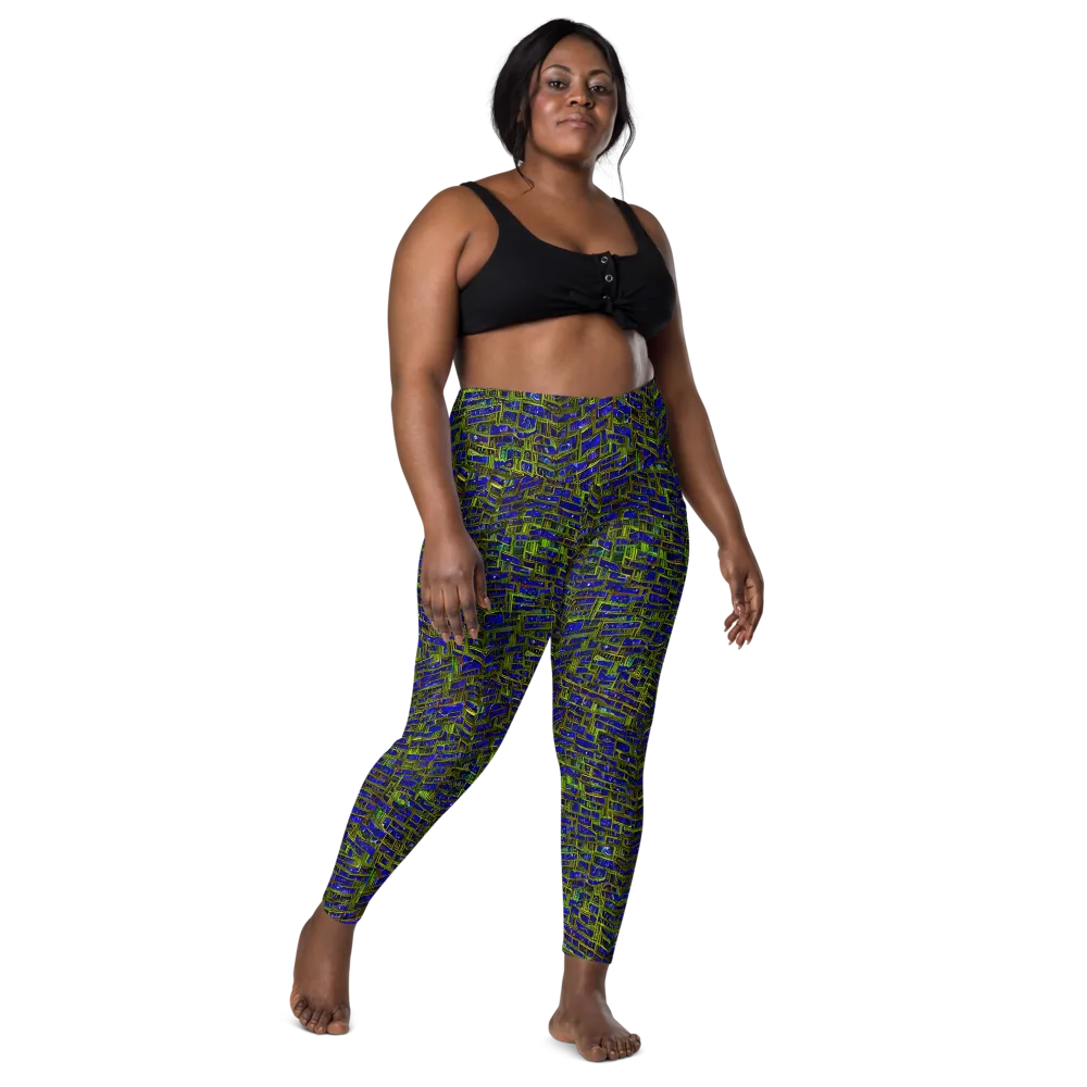 Blue Machine on Leggings with Pockets — Front