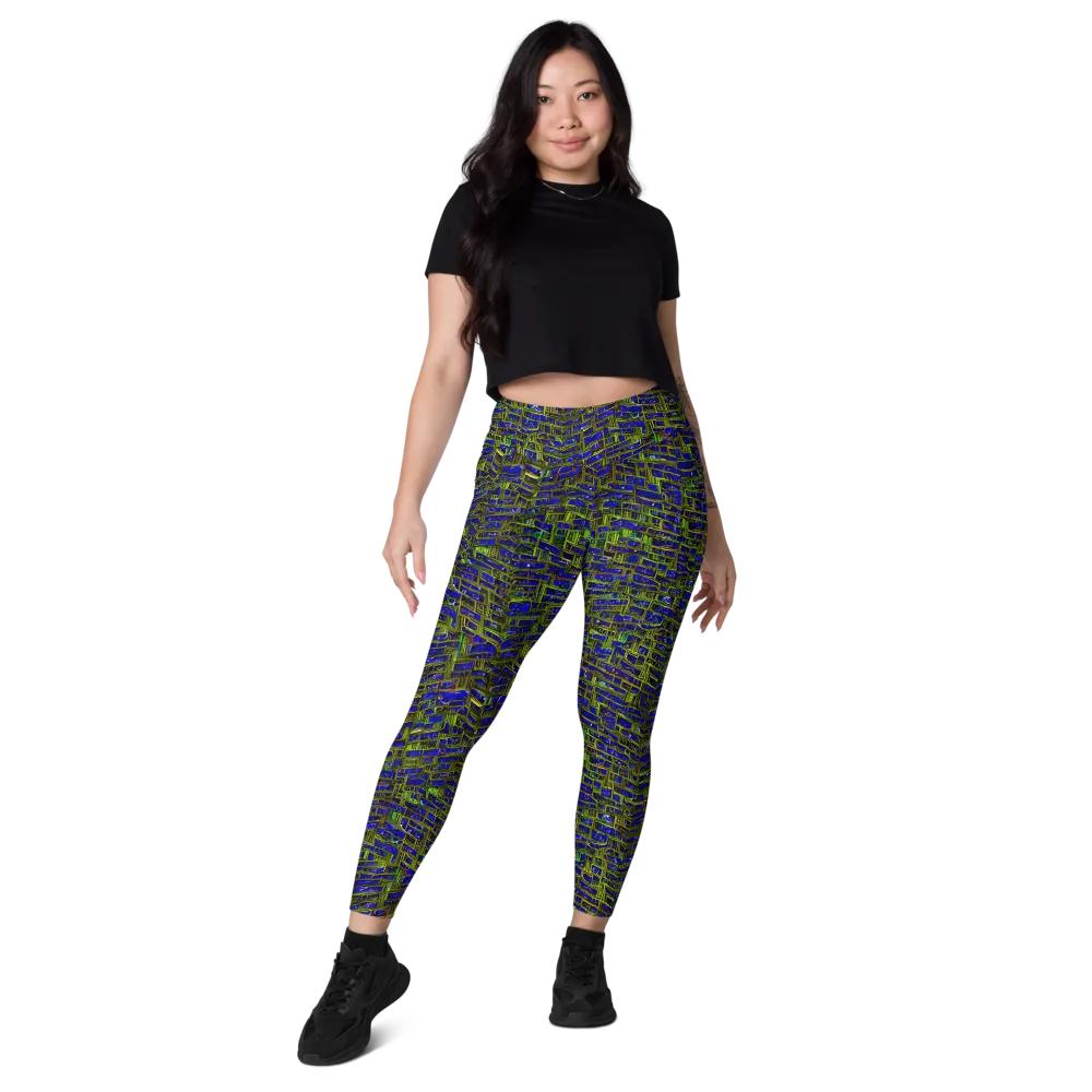 Blue Machine on Leggings with Pockets — Front
