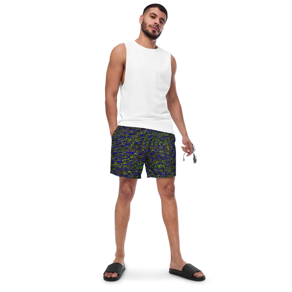 Blue Machine on Swim Trunks — Front