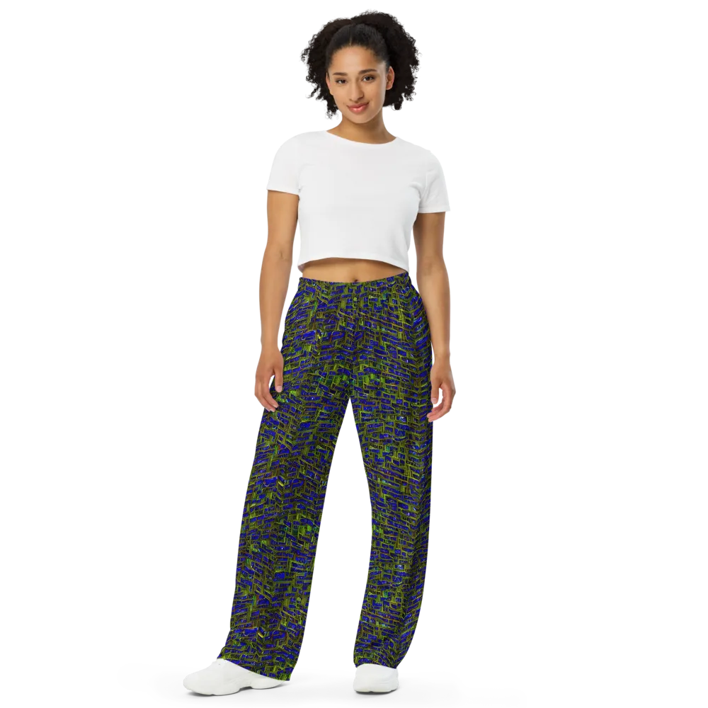 Blue Machine on Wide-Leg Pants — Front