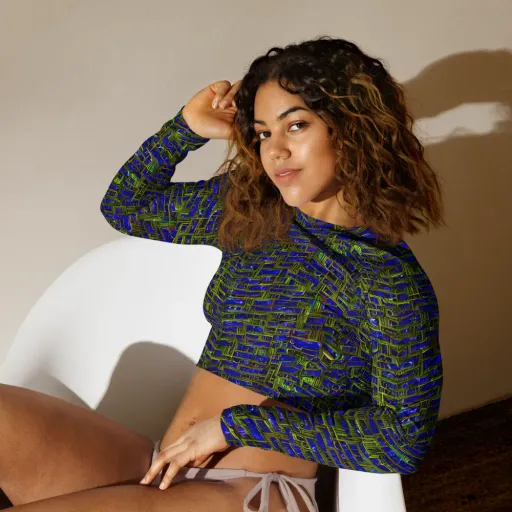 Blue Machine on a Long Sleeve Crop Top