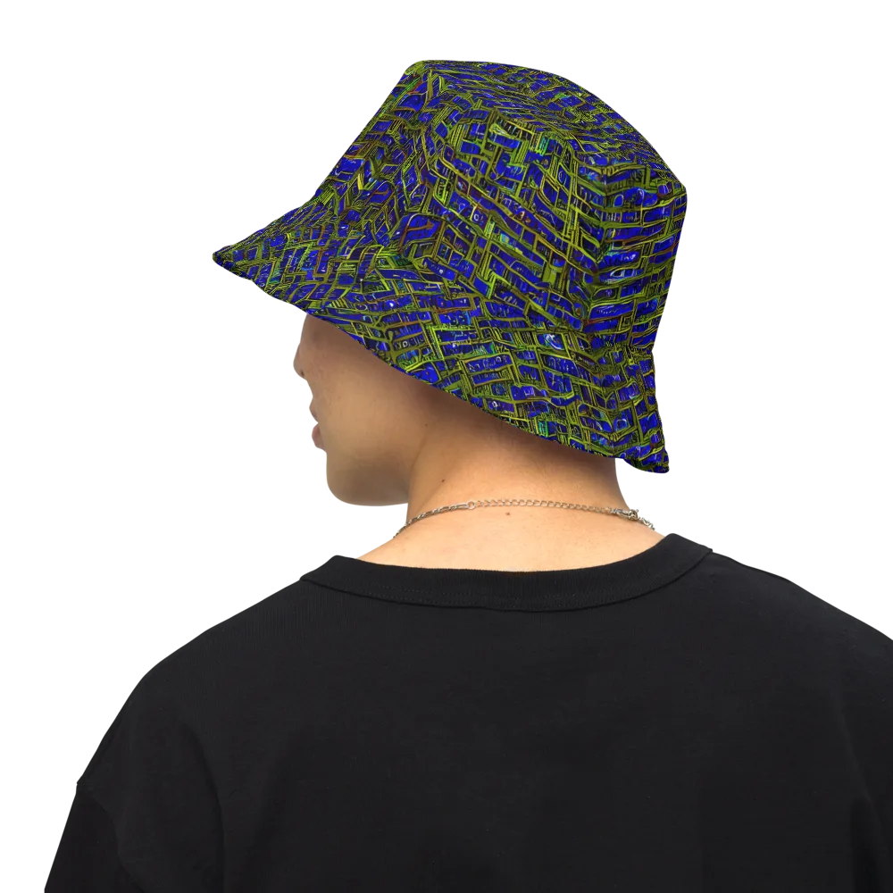 Blue Machine on Reversible Bucket Hat — Back Inside