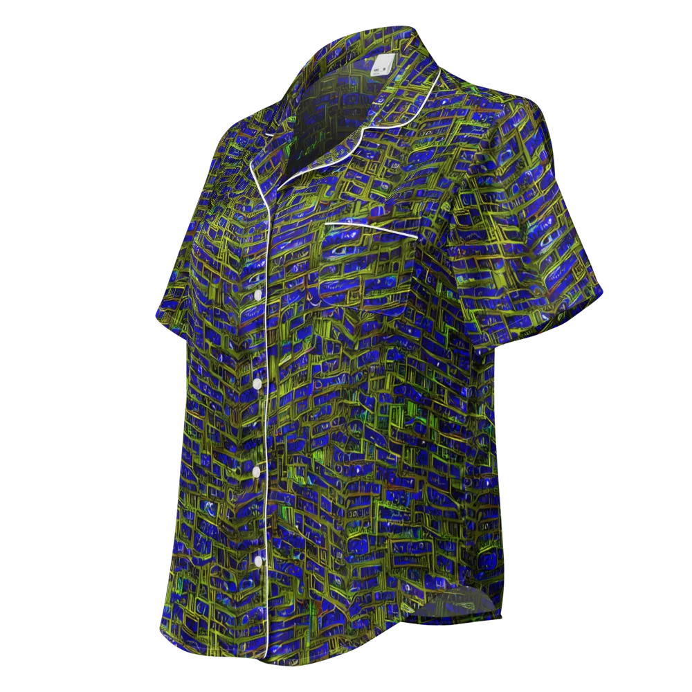 Blue Machine on Women's Short Sleeve Pajama Top — Left Front