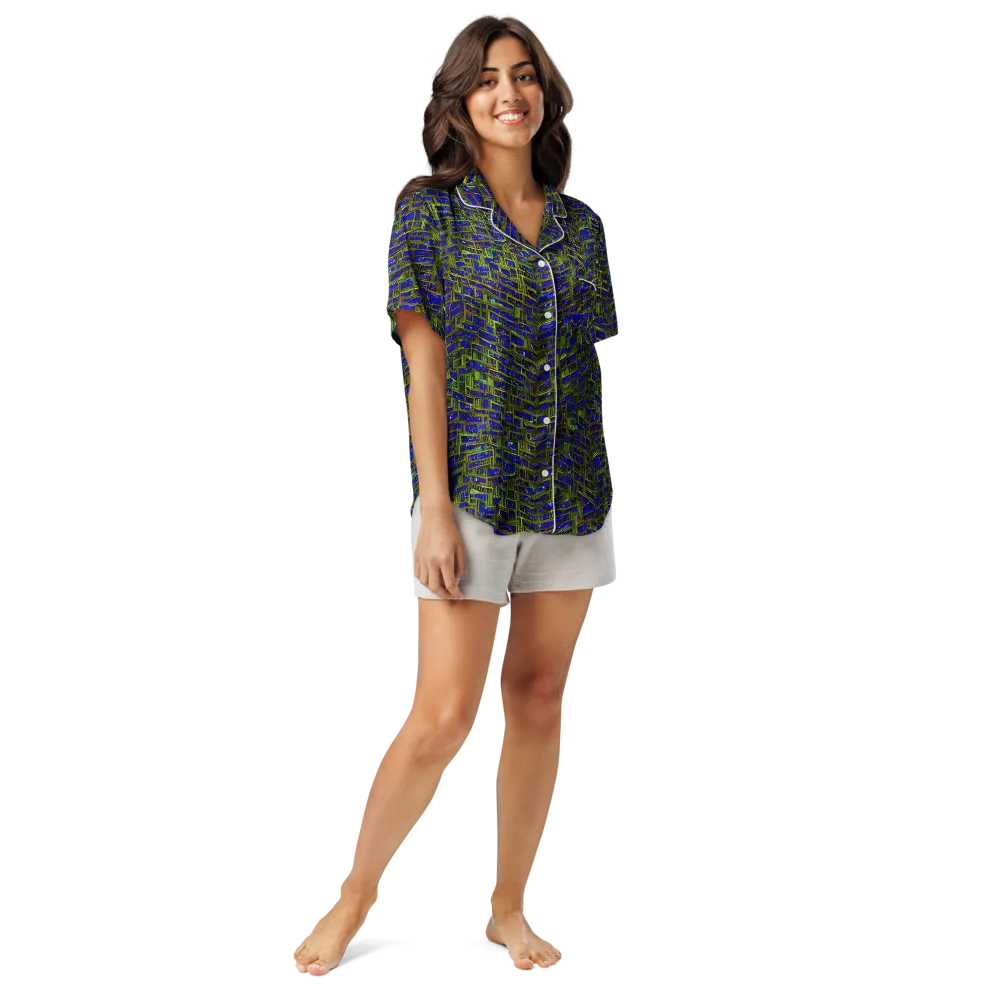 Blue Machine on Women's Short Sleeve Pajama Top — Front