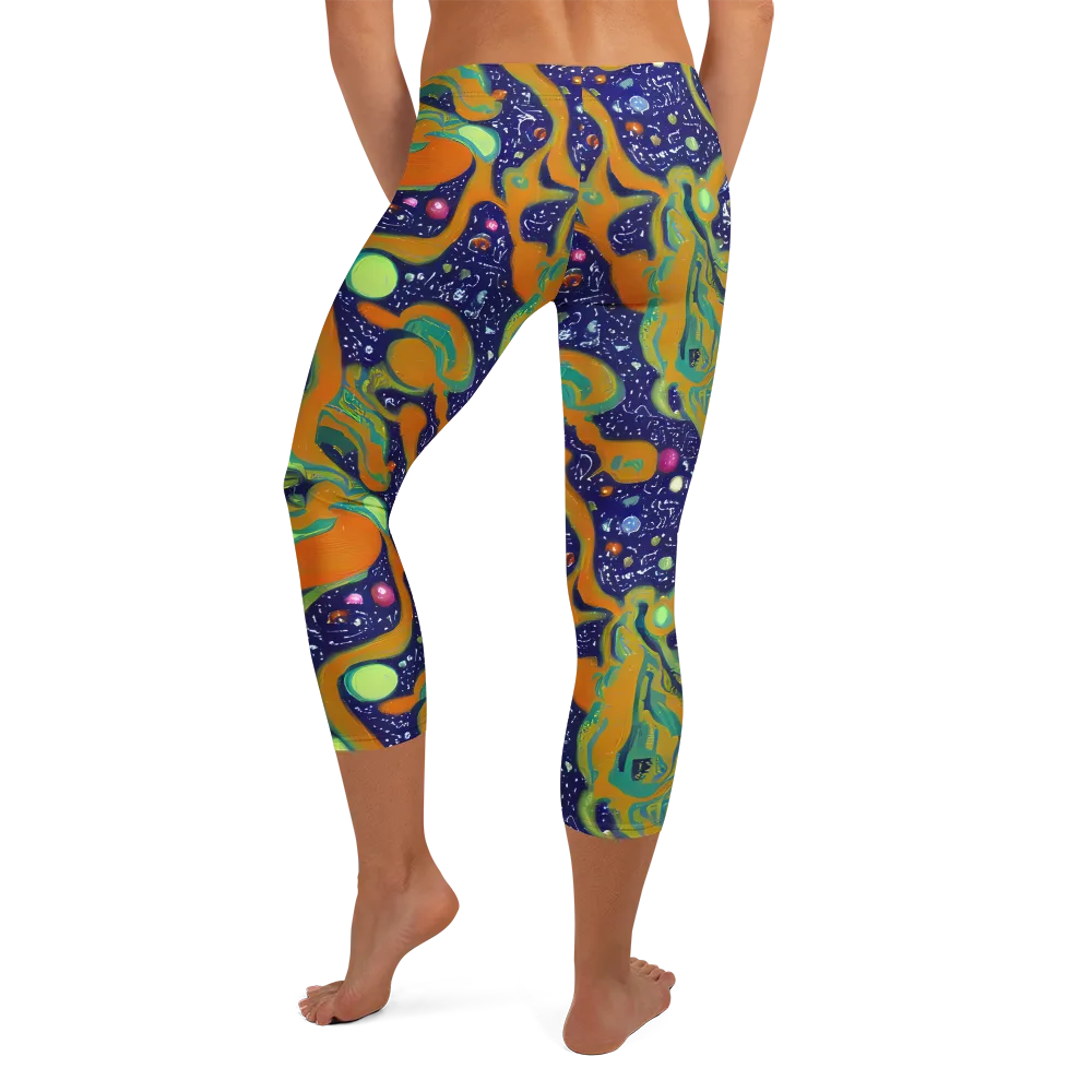 Orbiting Citrus on Capri Leggings — Back