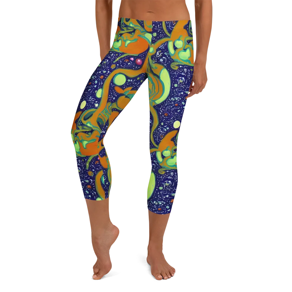 Orbiting Citrus on Capri Leggings — Front