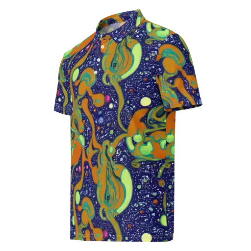 Orbiting Citrus on a Men's Slim Fit Polo Shirt
