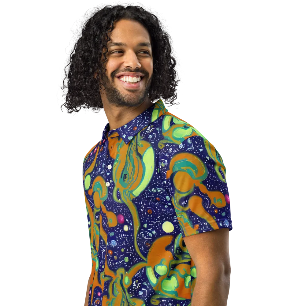 Orbiting Citrus on Men's Slim Fit Polo Shirt — Left Front