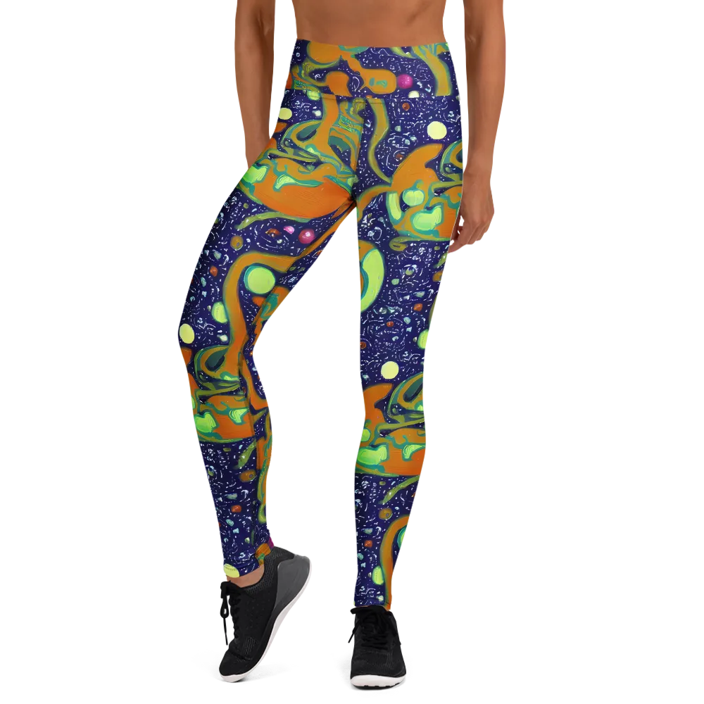 Orbiting Citrus on Yoga Leggings — Front