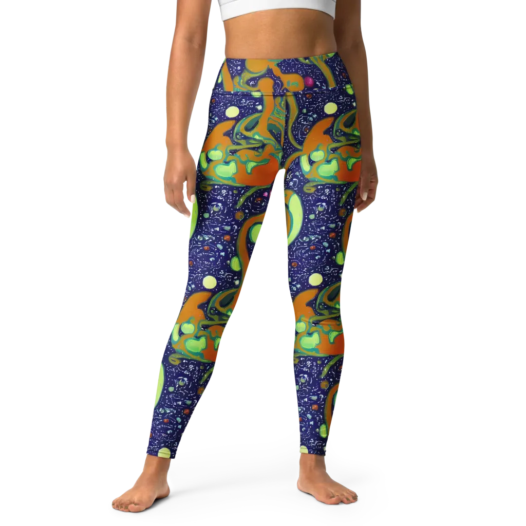 Orbiting Citrus on Yoga Leggings — Front