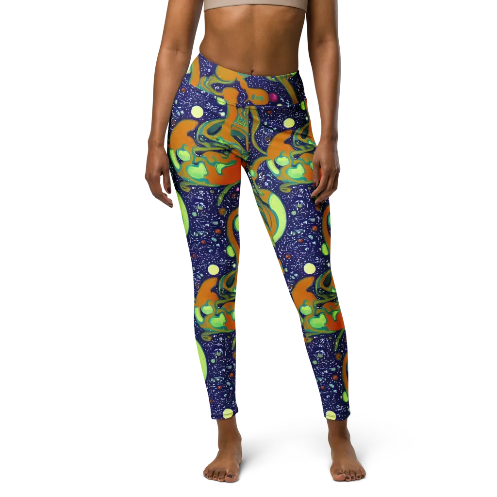 Orbiting Citrus on Yoga Leggings — Front
