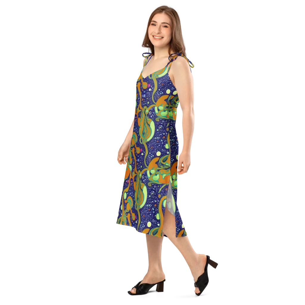 Orbiting Citrus on Slip Dress — Left Front