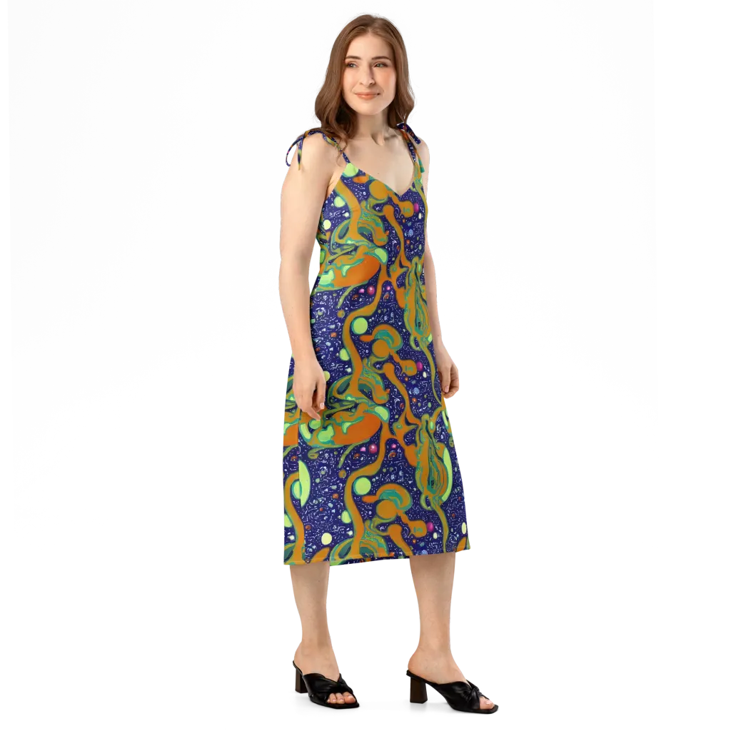 Orbiting Citrus on Slip Dress — Right Front