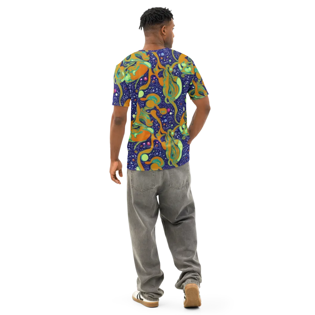 Orbiting Citrus on Men's Cotton Crew Neck T-Shirt — Back