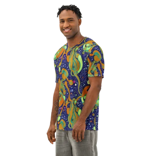 Orbiting Citrus on a Men's Cotton Crew Neck T-Shirt