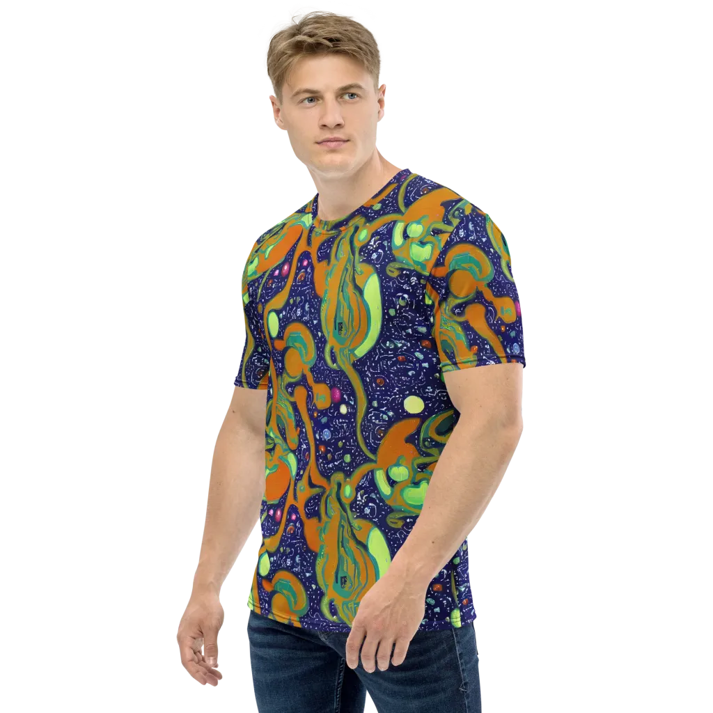 Orbiting Citrus on Men's Crew Neck T-Shirt — Left