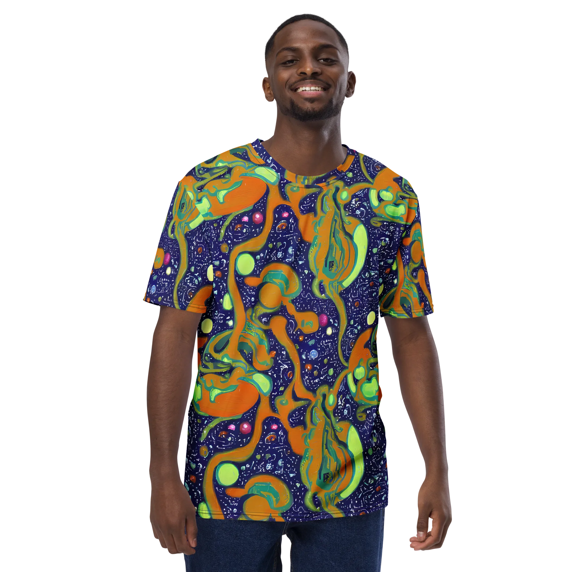 Orbiting Citrus on Men's Crew Neck T-Shirt — Front