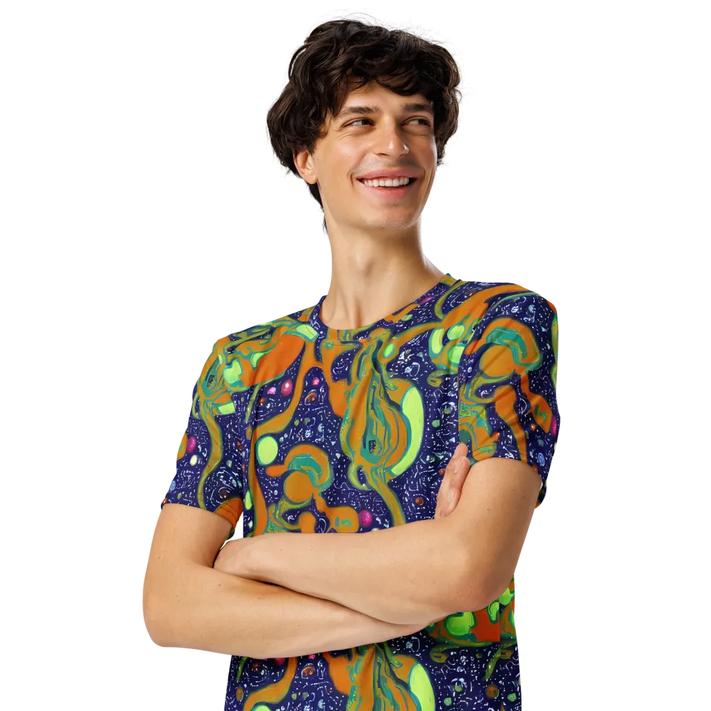 Orbiting Citrus on Men's Crew Neck T-Shirt — Left Front