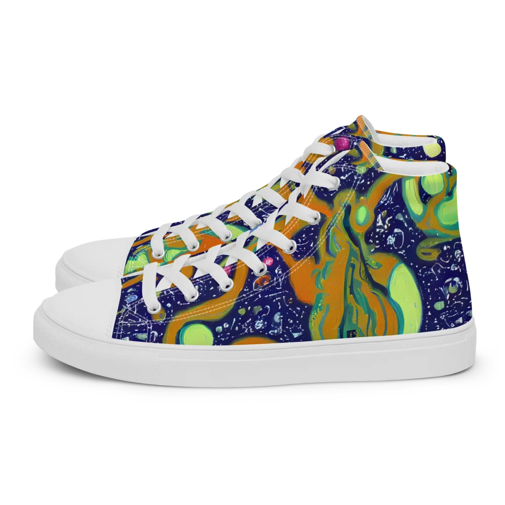 Orbiting Citrus on Men's High Top Canvas Shoes — Left