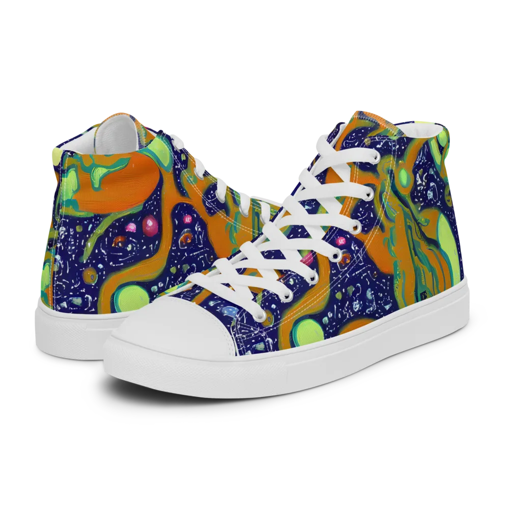 Orbiting Citrus on Men's High Top Canvas Shoes — Left