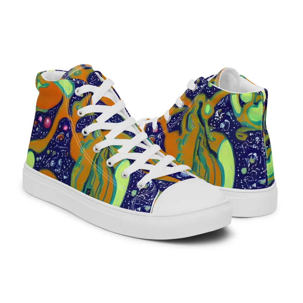 Orbiting Citrus on Men's High Top Canvas Shoes — Right