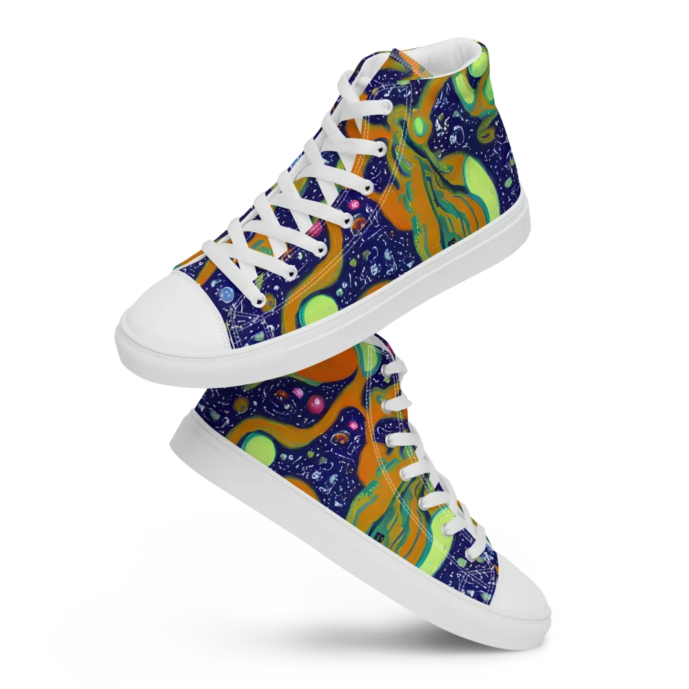 Orbiting Citrus on Men's High Top Canvas Shoes — Front