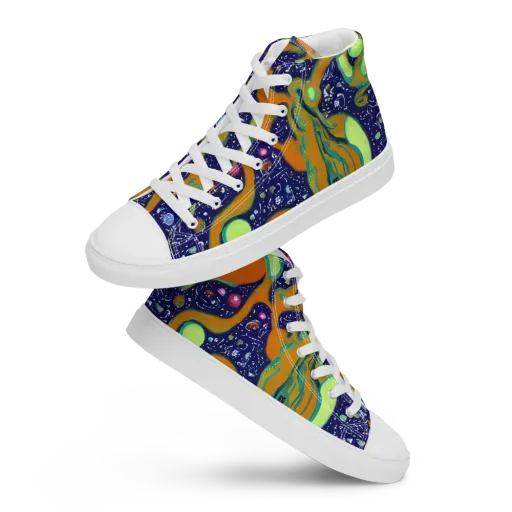 Orbiting Citrus on a Men's High Top Canvas Shoes