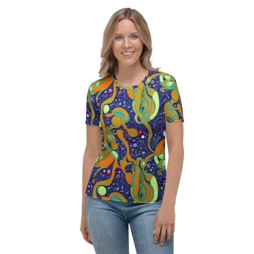 Orbiting Citrus on a Women's Crew Neck T-Shirt