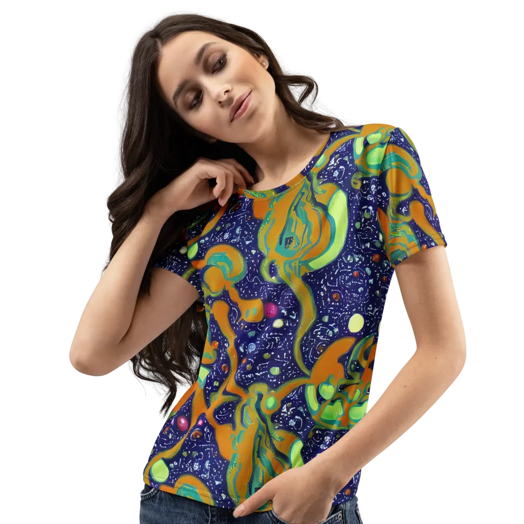 Orbiting Citrus on Women's Crew Neck T-Shirt — Left Front
