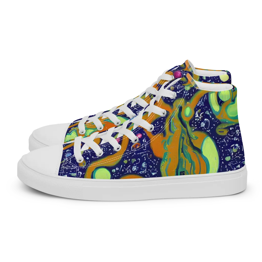 Orbiting Citrus on Women's High Top Canvas Shoes — Left