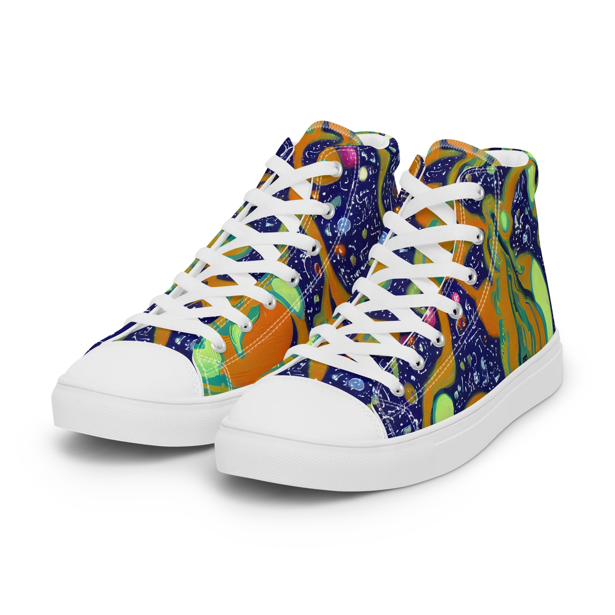 Orbiting Citrus on Women's High Top Canvas Shoes — Left Front