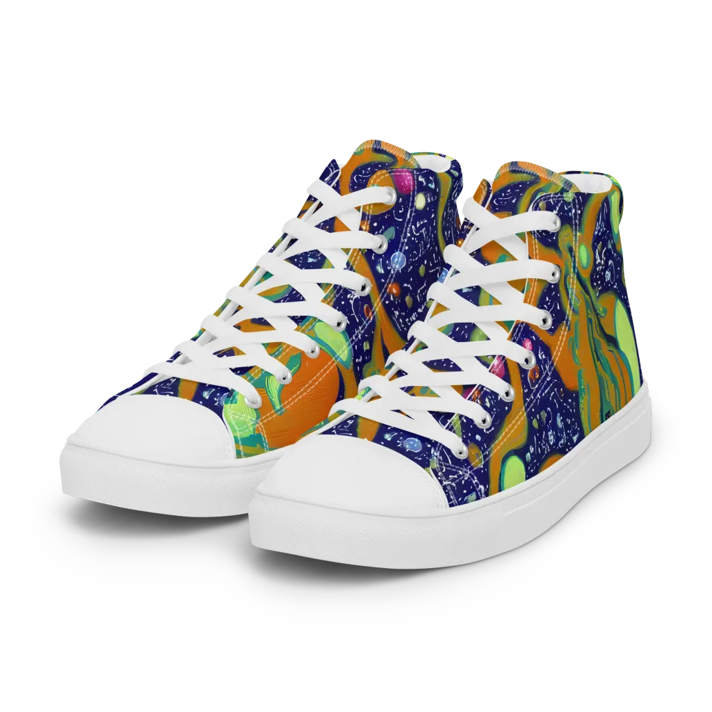 Orbiting Citrus on Women's High Top Canvas Shoes — Left Front